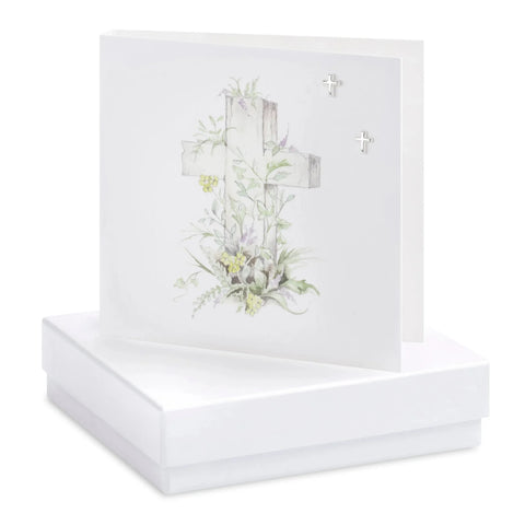 Crumble & Core | Boxed Earring Card | Cross White