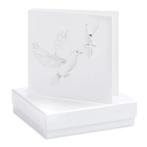 Crumble & Core | Boxed Dove and Cross Necklace Card