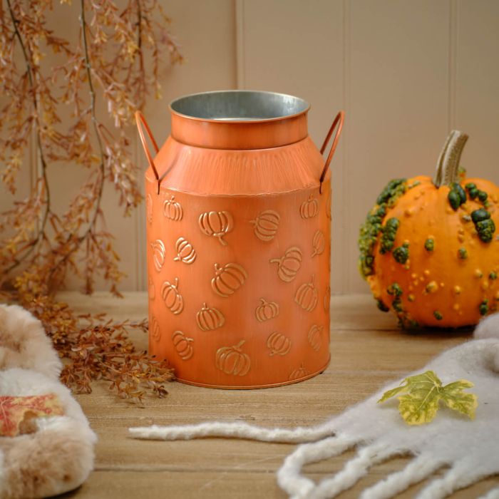 Harvest Pumpkin Embossed Metal Pumpkin Milk Urn