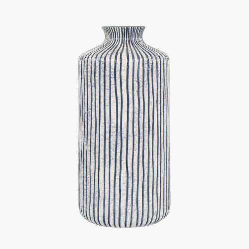 Bude Blue and White Stripe Stoneware Vase