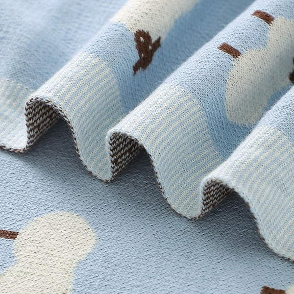 Luxury Cotton Baby Blanket Sheep Blue