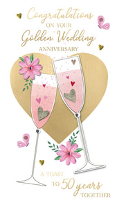 Champagne Cards | Golden Anniversary | Champagne Glasses