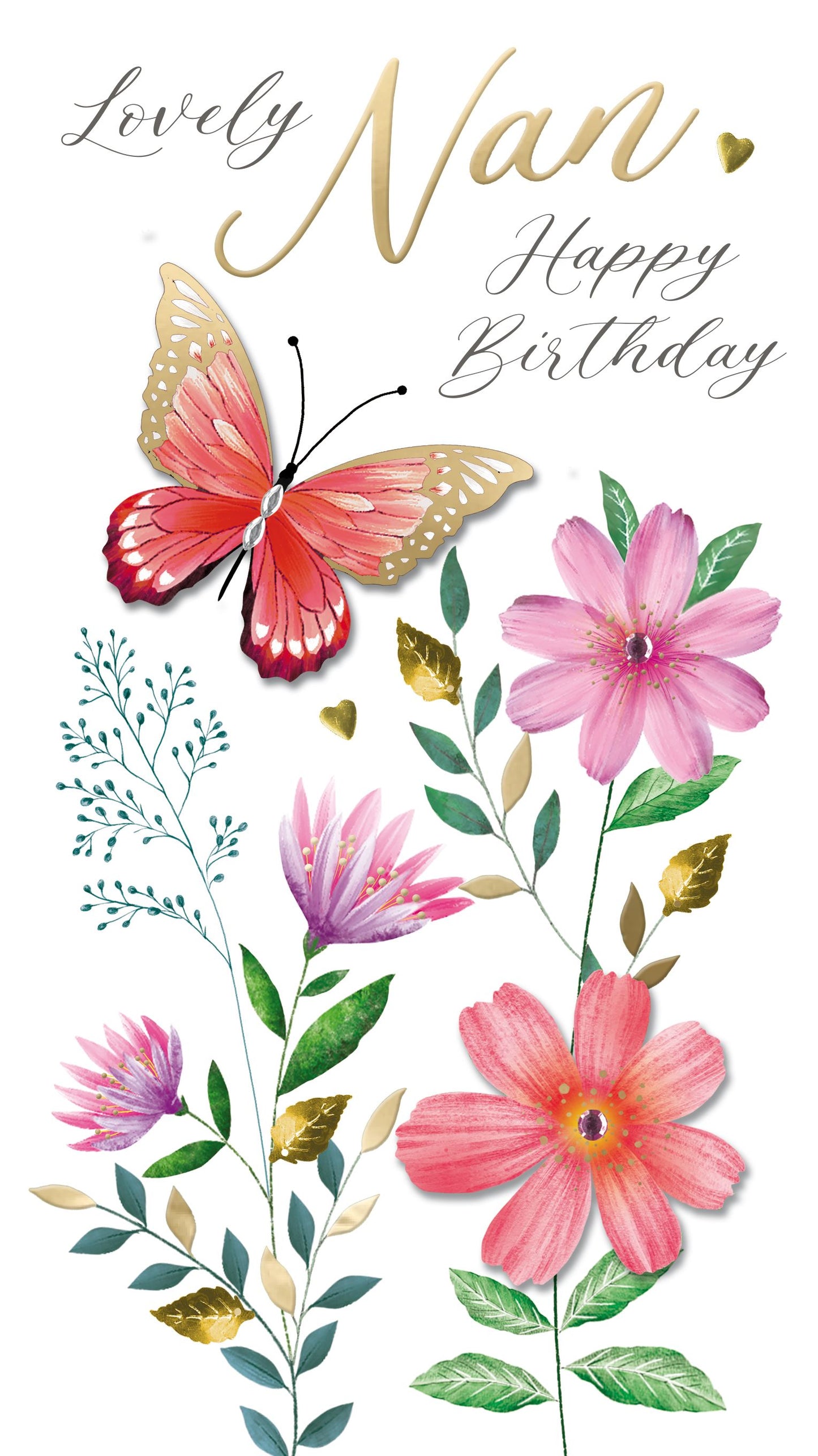 Nan Birthday | Butterfly & Flowers