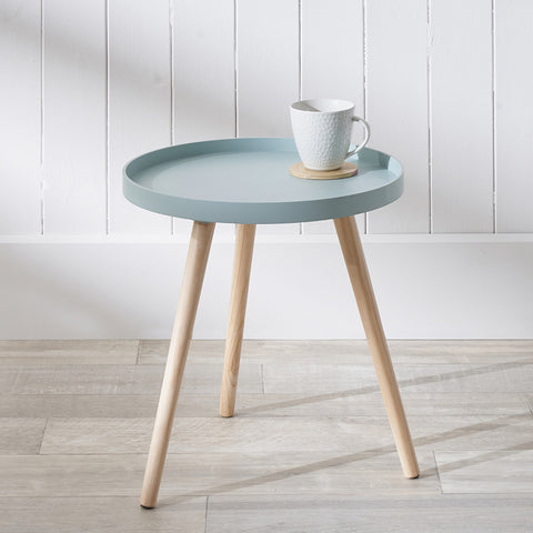 Halston Aqua Natural Pine Wood Round Table