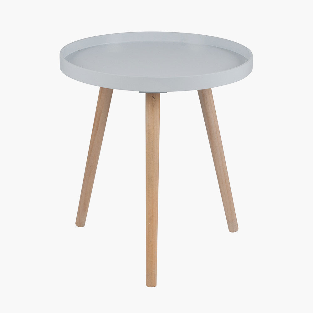 Halston Light Grey and Natural Pine Wood Round Table