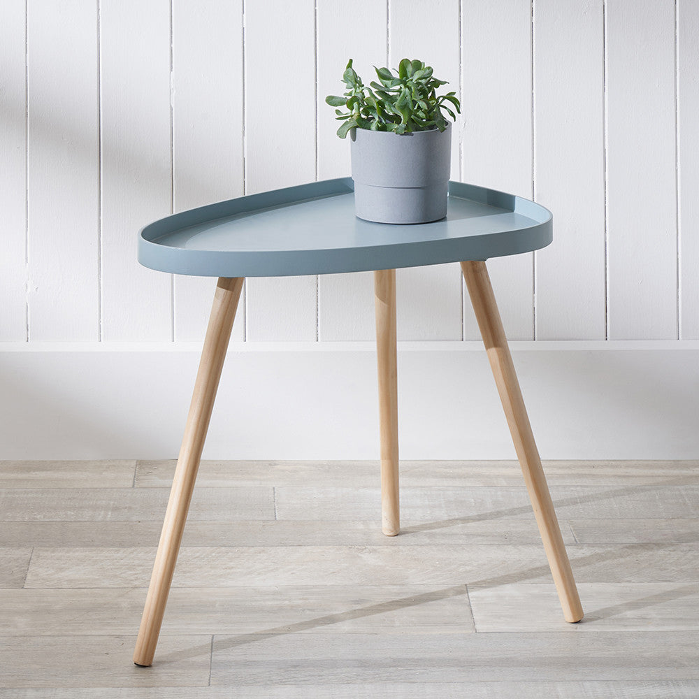 Clarice Aqua Wood Teardrop Side Table