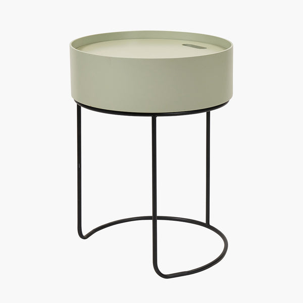 Hugo Sage Green Wood and Black Metal Storage Table