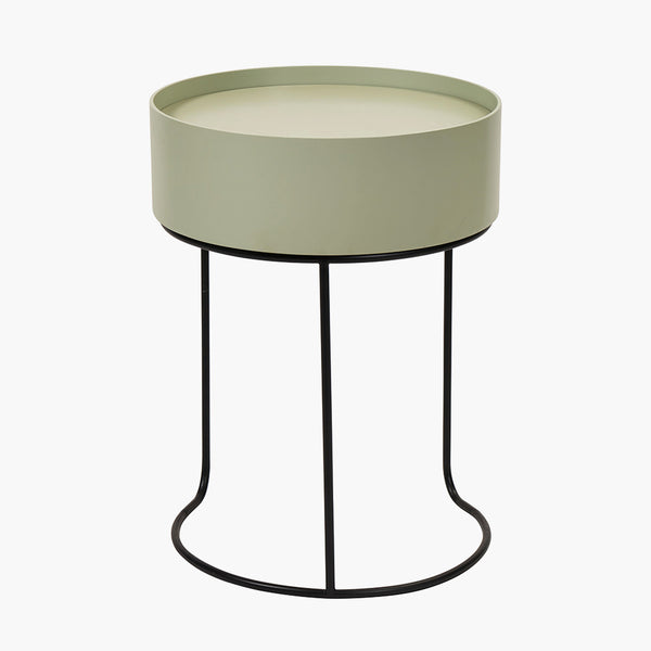 Hugo Sage Green Wood and Black Metal Storage Table