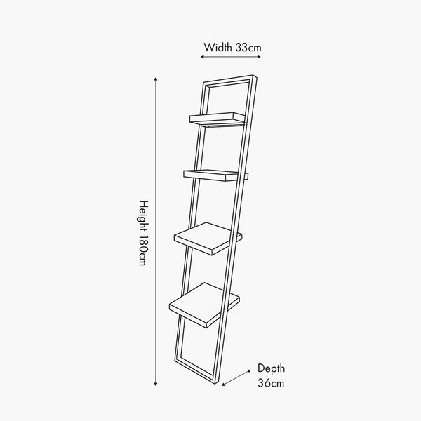 Jersey Concrete Effect Wood and Black Iron 4 Shelf Unit