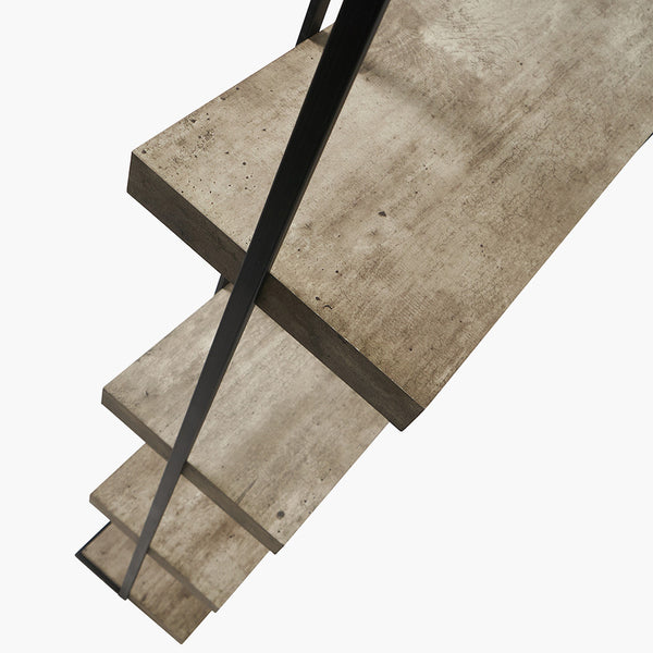 Jersey Concrete Effect Wood and Black Iron 5 Shelf Unit