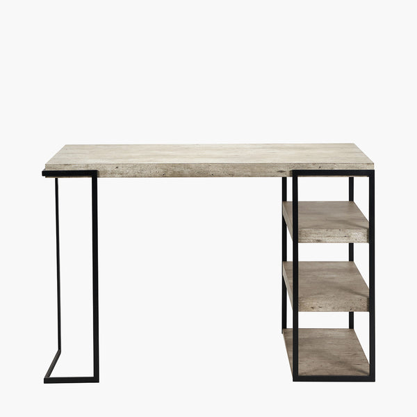 Jersey Concrete Effect Wood and Black Iron Desk