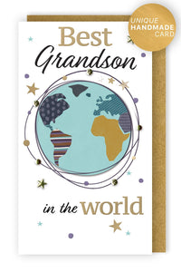 Champagne Cards | Grandson Birthday | World Globe