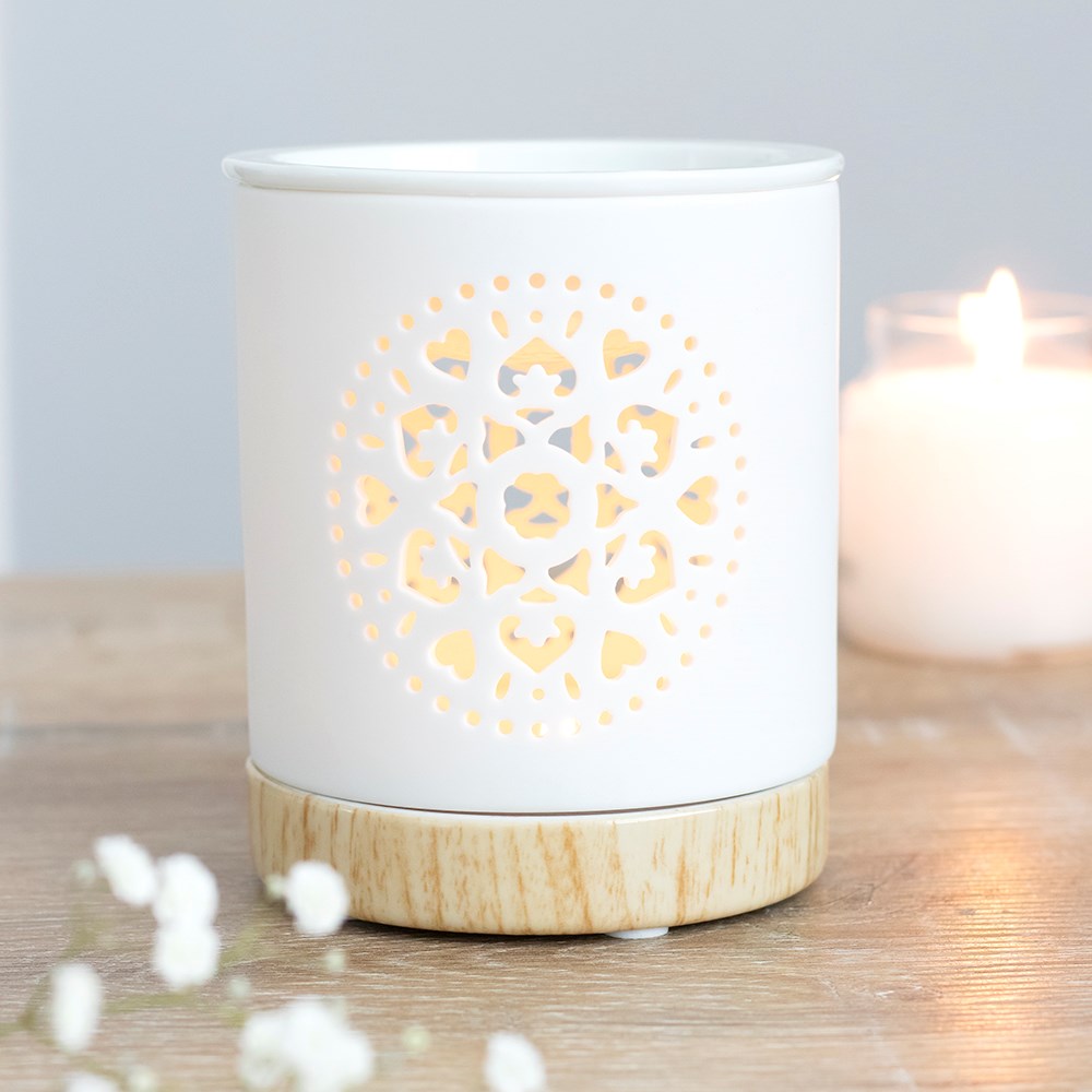White Mandala Cut Out Oil Burner & Wax Warmer