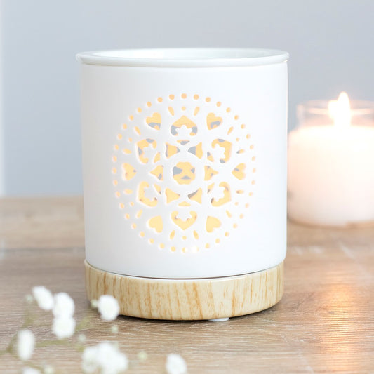 White Mandala Cut Out Oil Burner & Wax Warmer