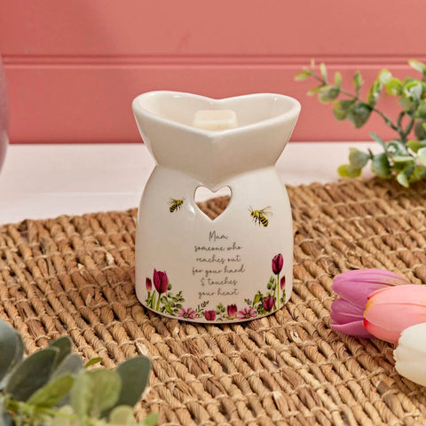 FLORAL CERAMIC HEART SHAPED WAX MELTER | MUM