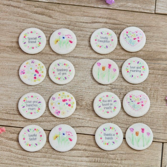 Marble Floral Round Pebble Double Sided