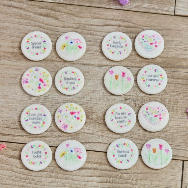Marble Floral Round Pebble Double Sided