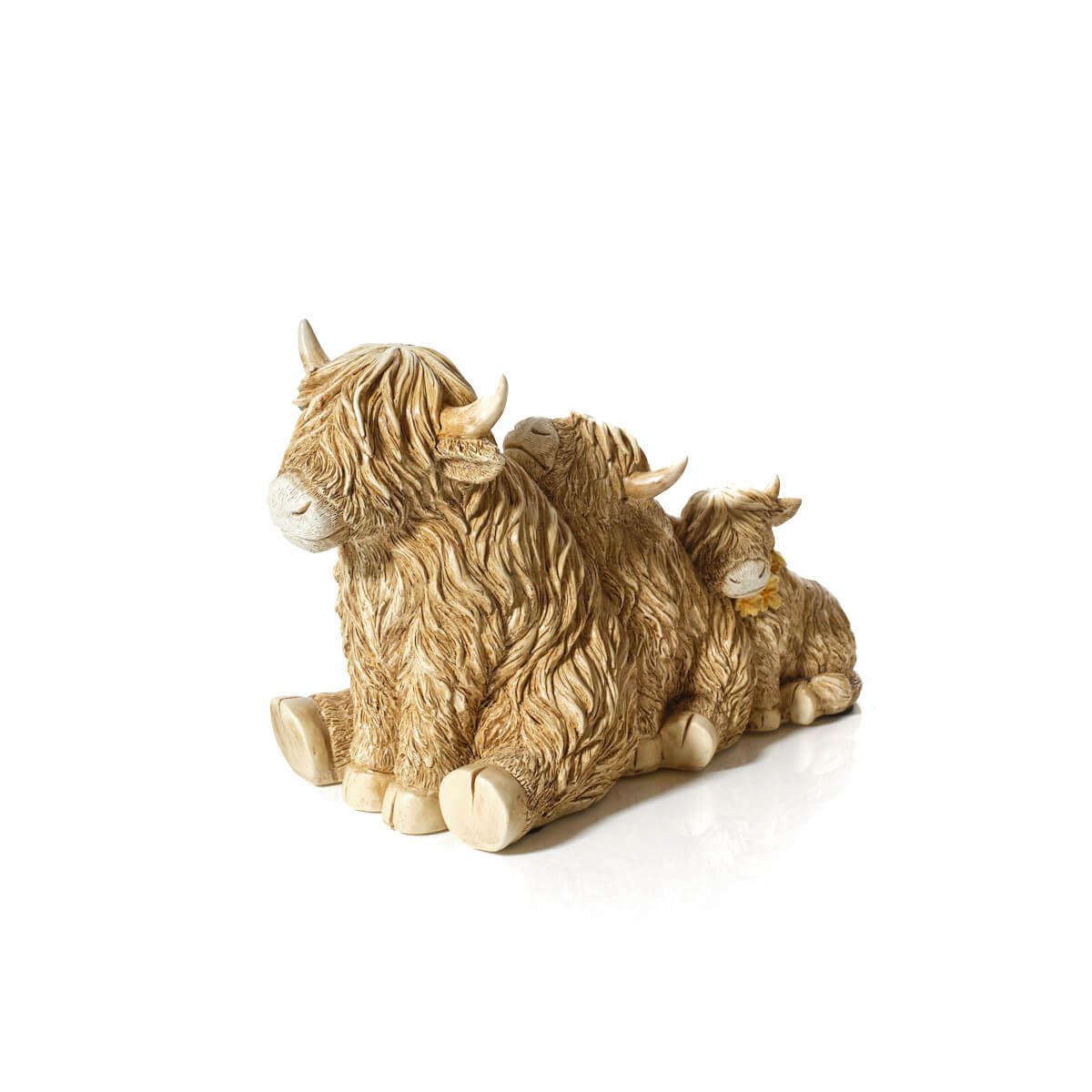 Highland Cow Family Of 3 Wood Effect Resin Ornament