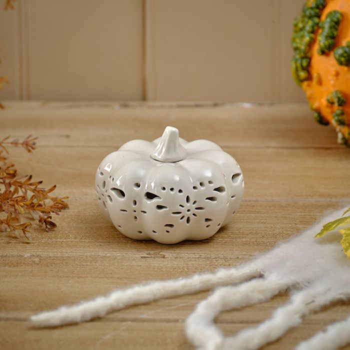 Harvest Pumpkin Cut Out Detail LED Ornament Sml