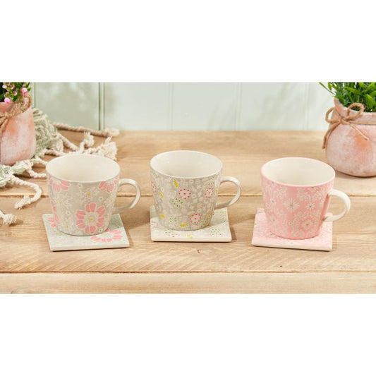 Pastel Ditsy Floral Mug Debossed Stoneware Mug
