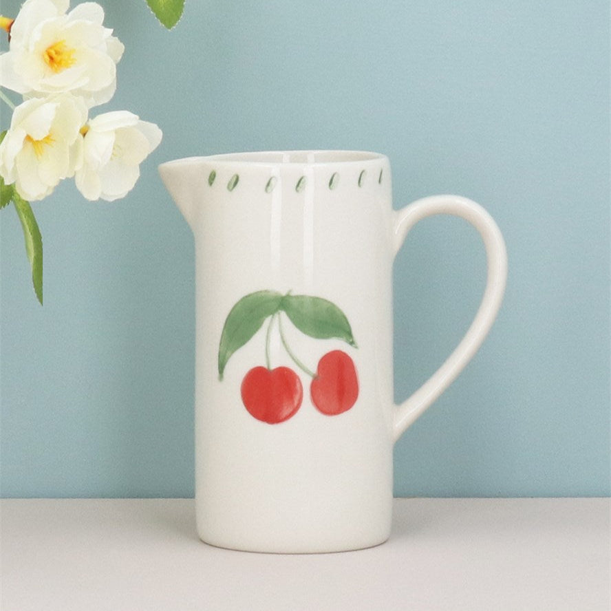 Cherry Hand Painted Stoneware Jug | Small