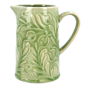 Country Flowers Green Stoneware Jug|Sml
