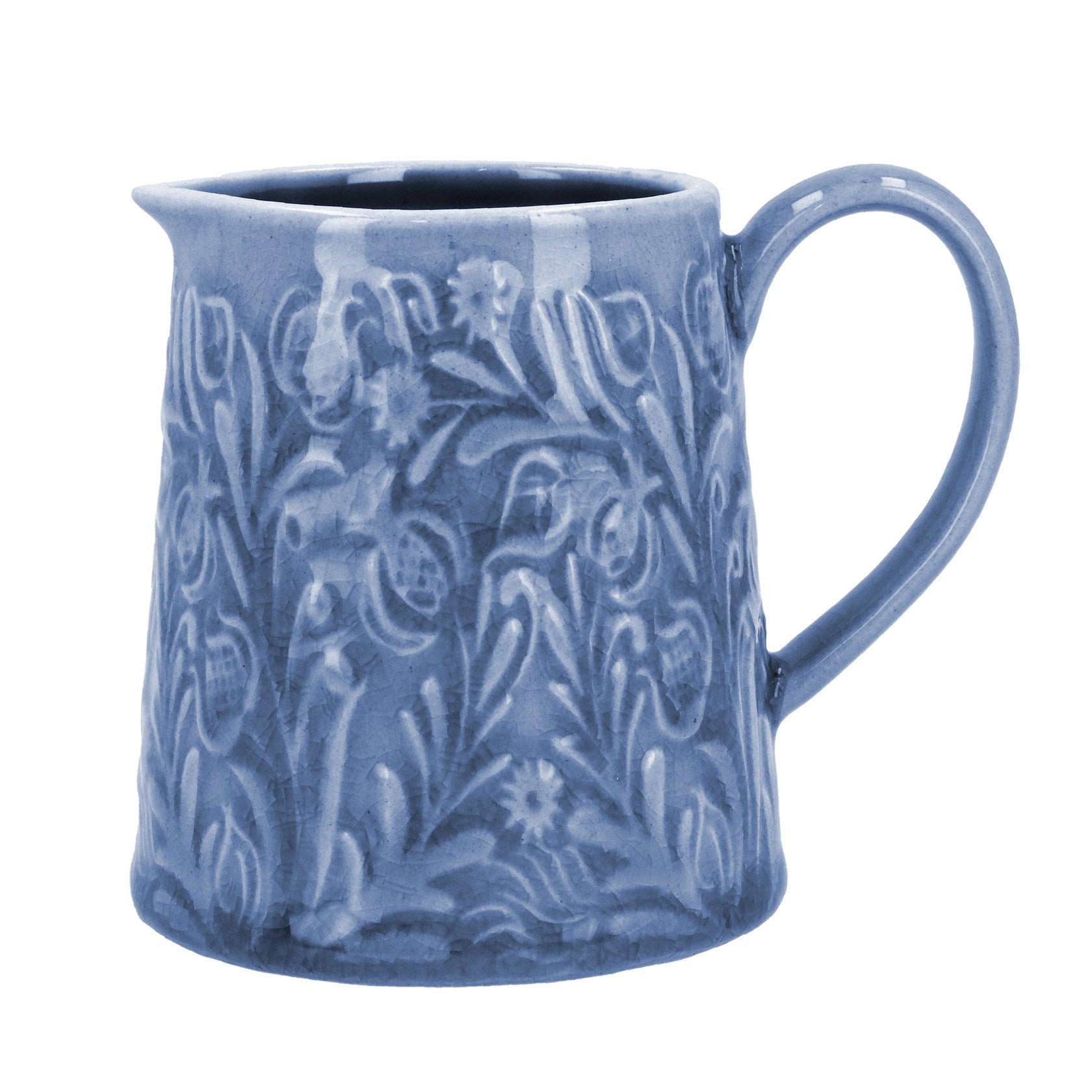 Country Flowers Blue Stoneware Mini Jug