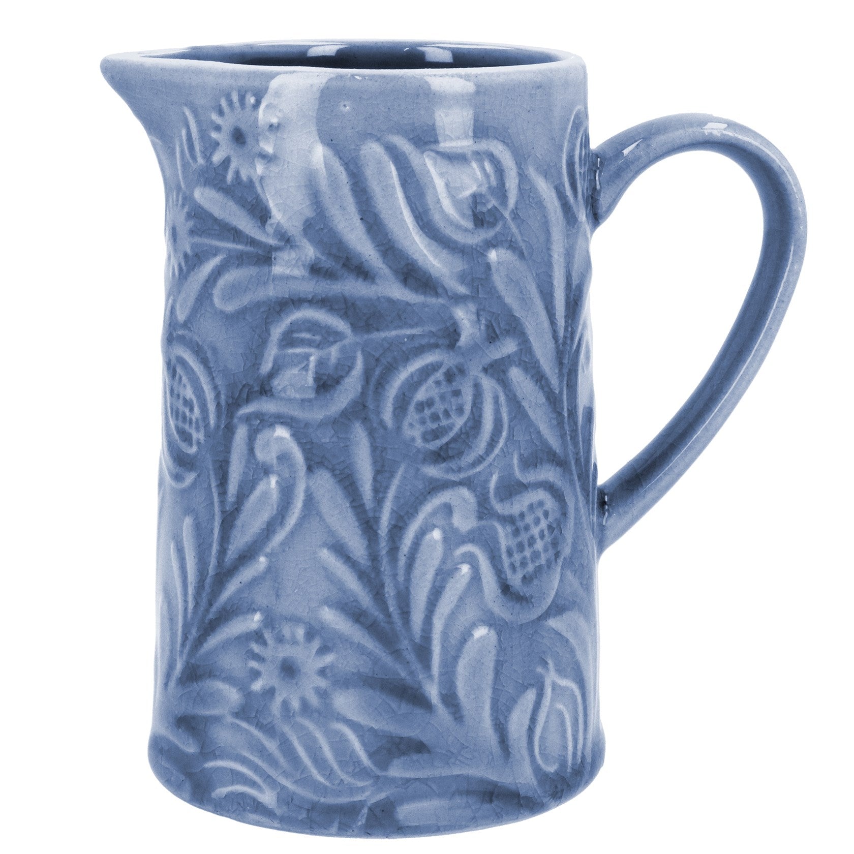 Country Flowers Blue Stoneware Jug|Sml