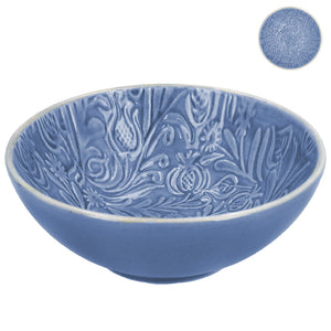 Country Flowers Blue Stoneware Bowl|Sml