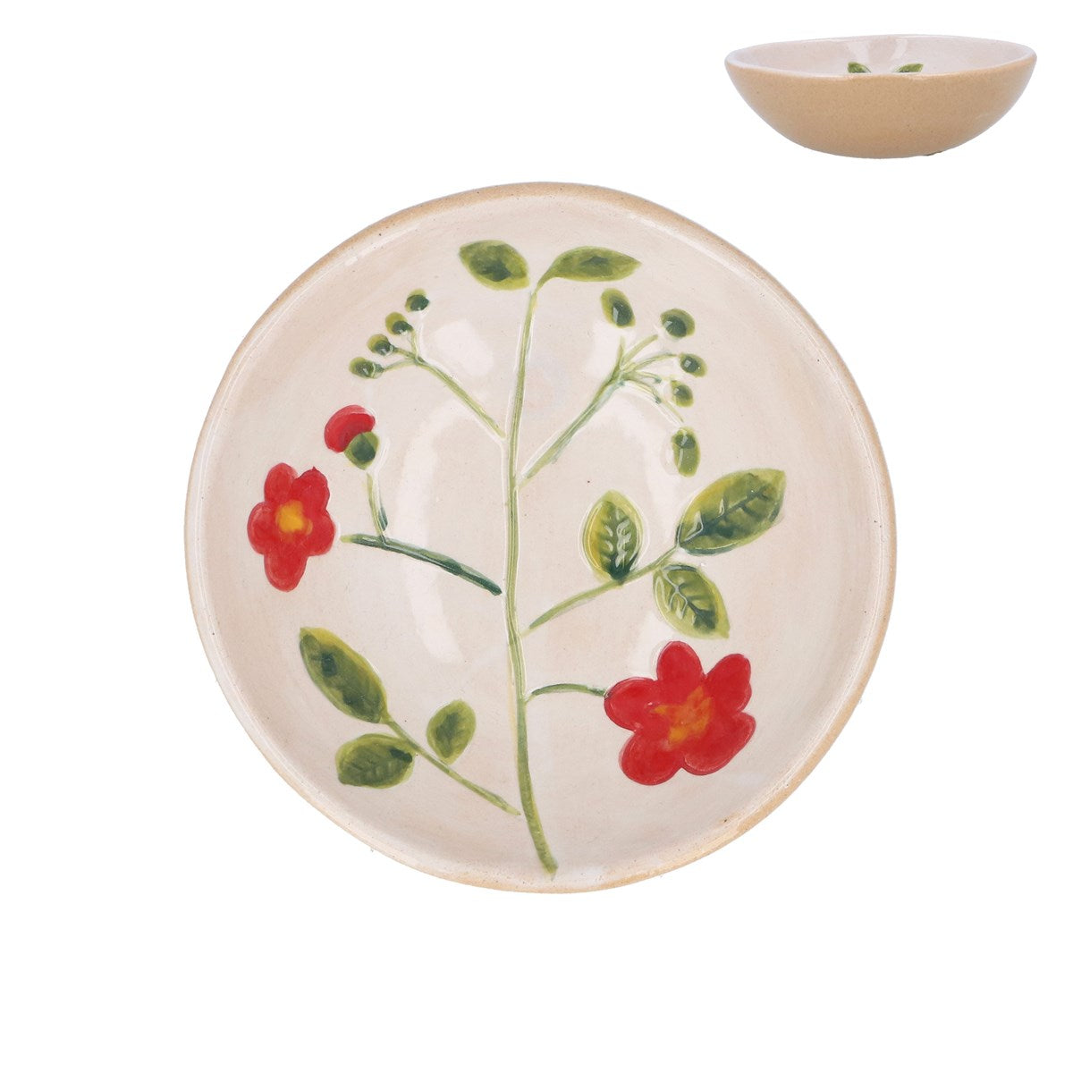 Stoneware Mini Bowl|Meadow/Red Flower