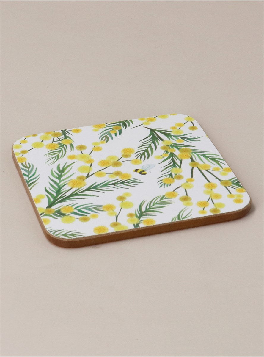 Mimosa | Cork Base Coasters 4/pack