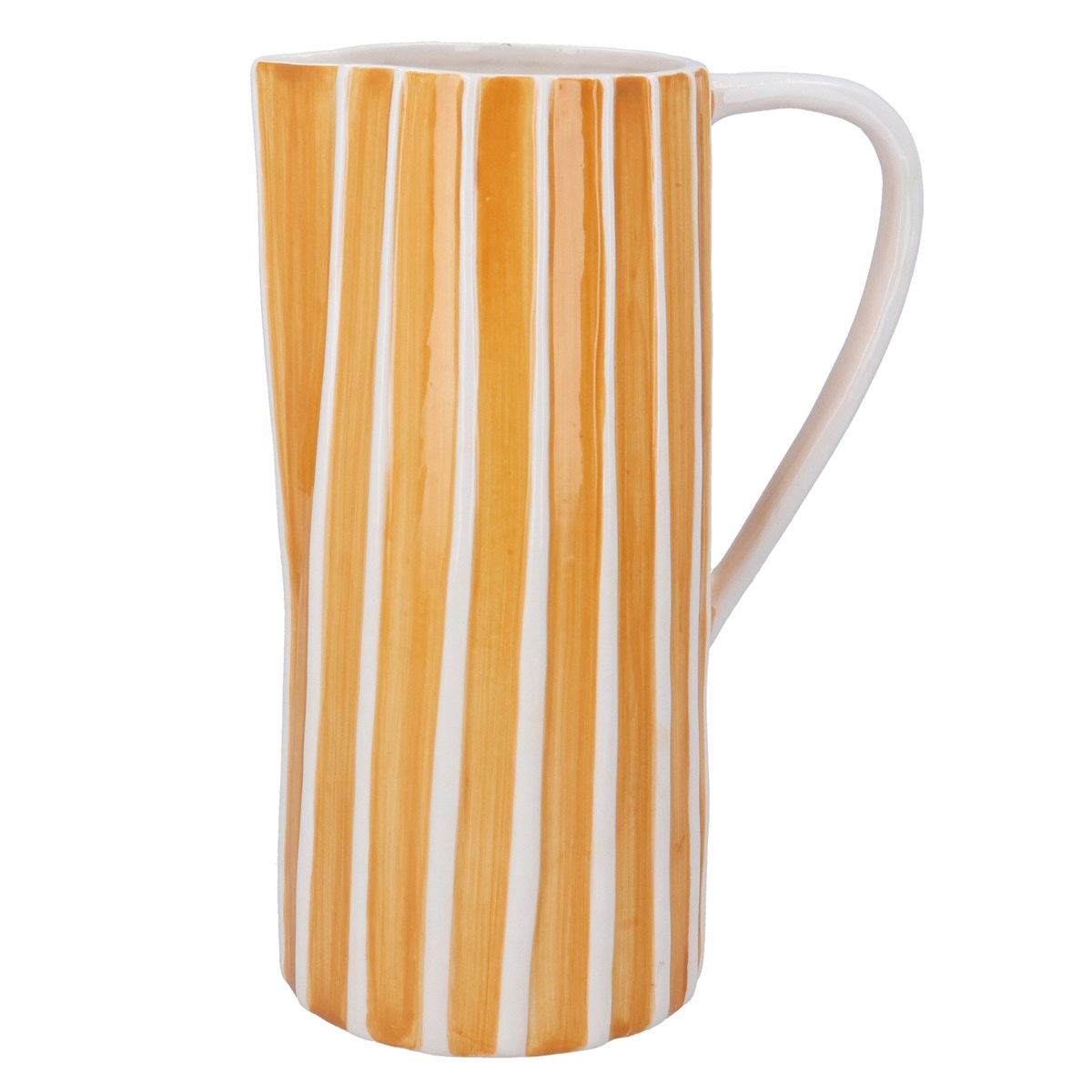 Earthenware Jug | Amber With White Ribs | Large