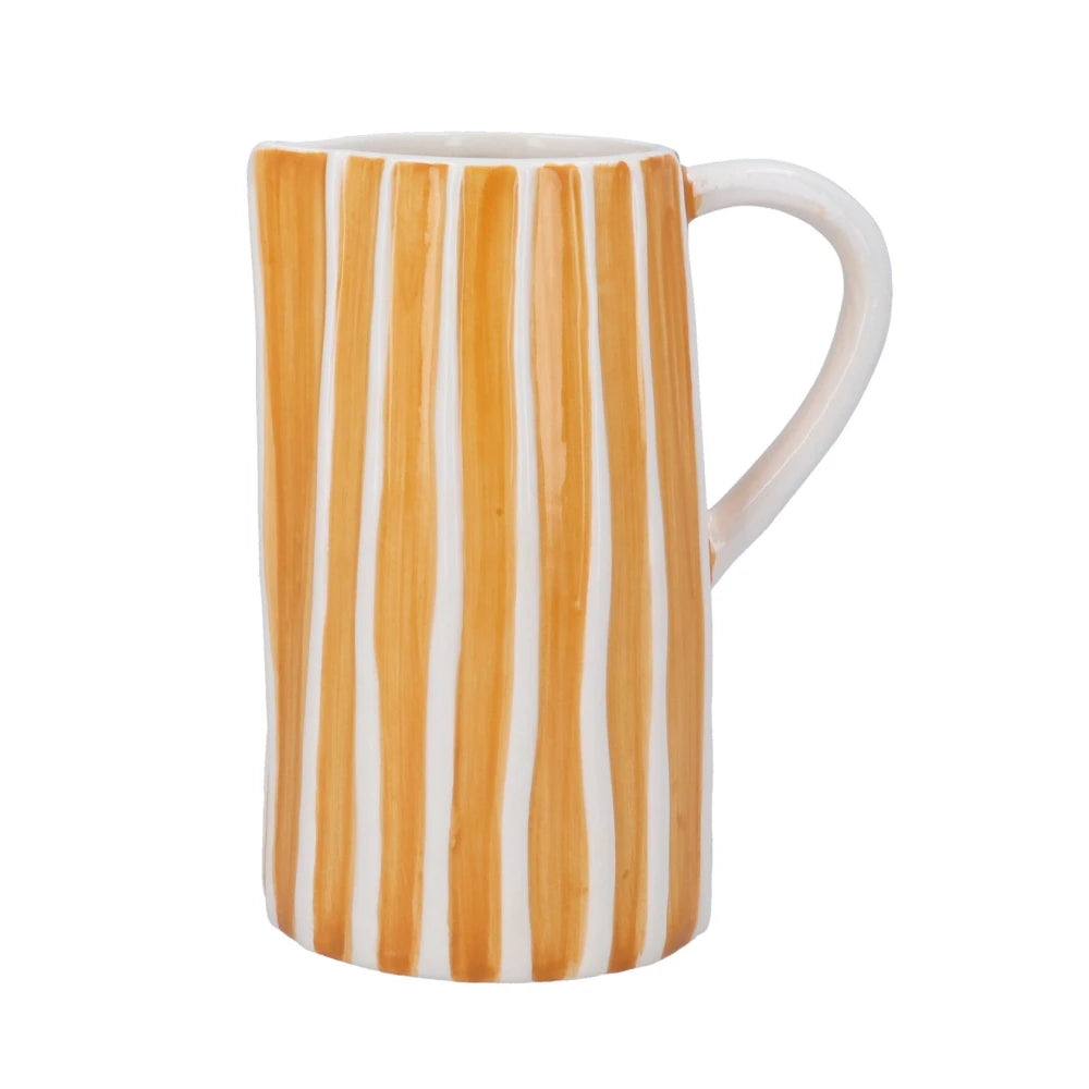 Earthenware Jug Medium | Amber With White Rib