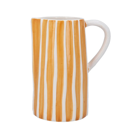 Earthenware Jug Medium | Amber With White Rib