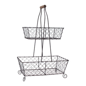 Chicken Wire 2 Tier Oblong Basket