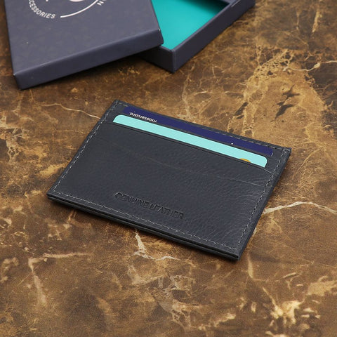 SLATE BLUE LEATHER CARD HOLDER