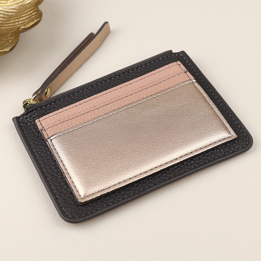 BRONZE/METALLIC CARDHOLDER WITH ZIP