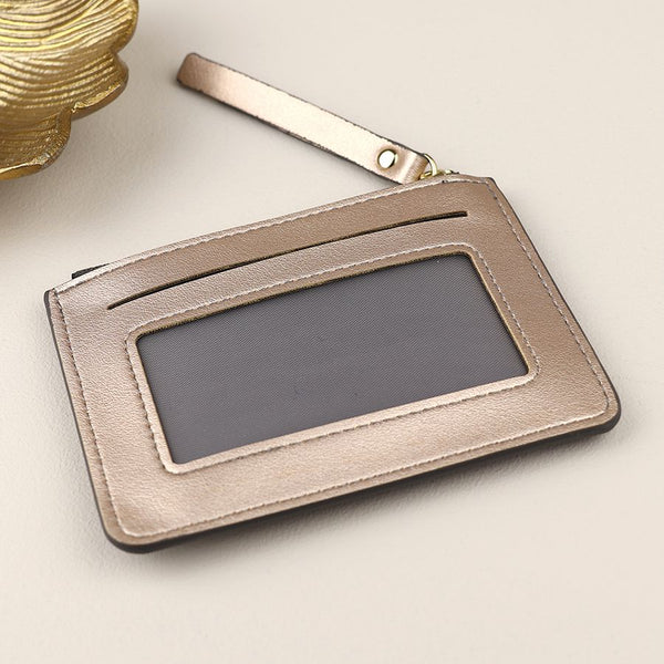 BRONZE/METALLIC CARDHOLDER WITH ZIP