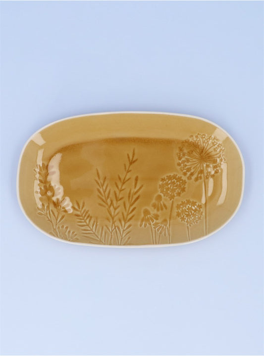 Ochre Meadow | Stoneware Oval Plate
