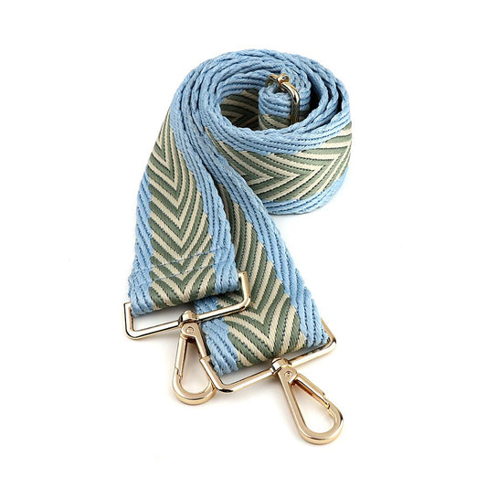 AQUA BLUE WOVEN CHEVRON INTERCHANGEABLE BAG STRAP