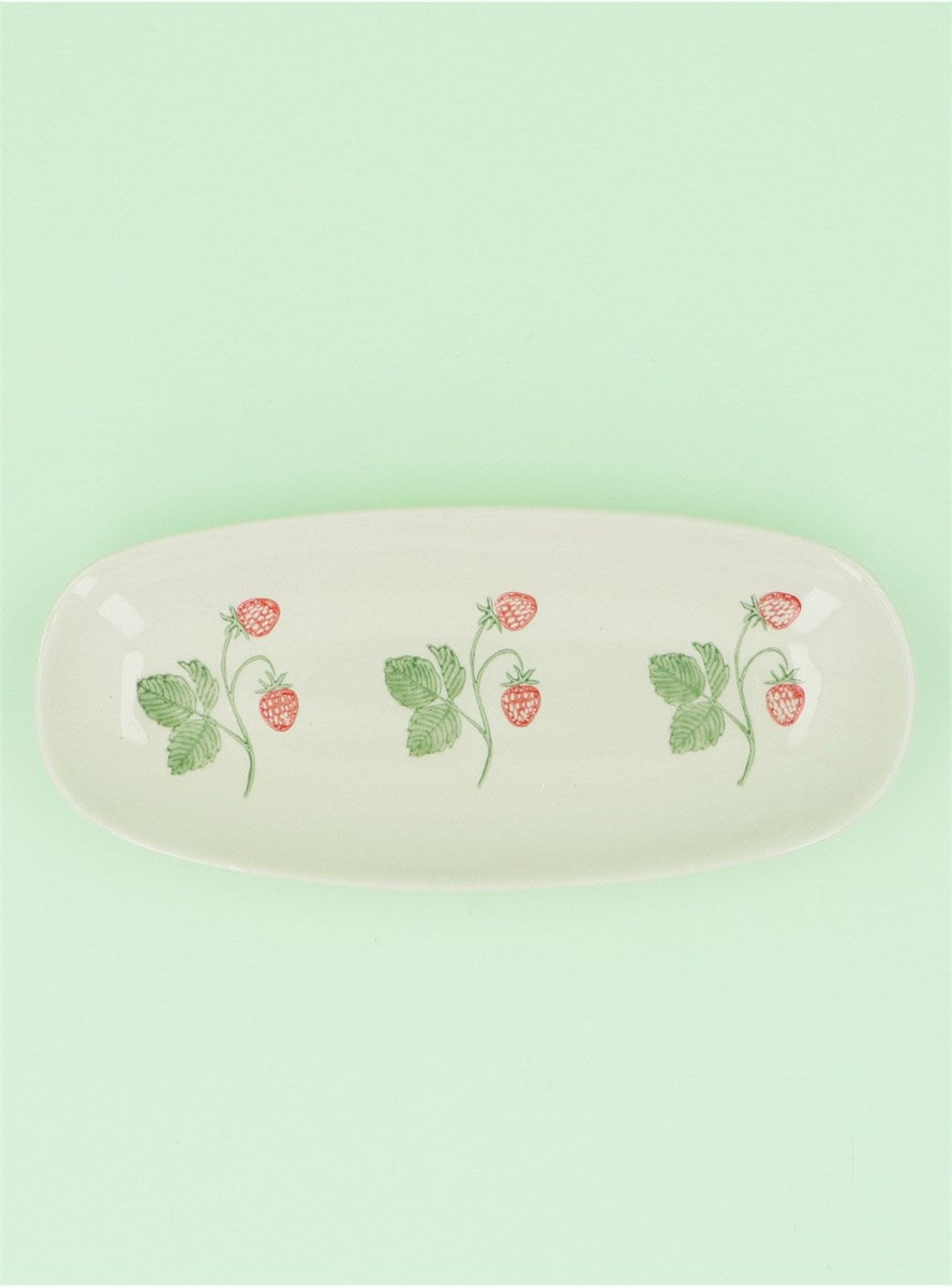 Strawberries | Stoneware Oval Plate