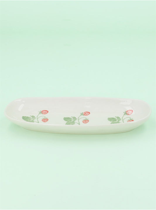 Strawberries | Stoneware Oval Plate