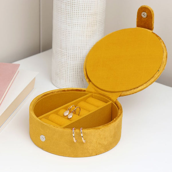 Mustard Velvet Floral Bee Jewellery Box