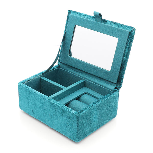 Teal Velvet Small Jewellery Box Hummingbird