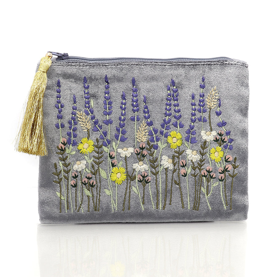 Smokey Grey Velvet Zip Purse/Pouch