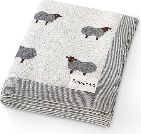 Luxury Cotton Baby Blanket Sheep Ivory