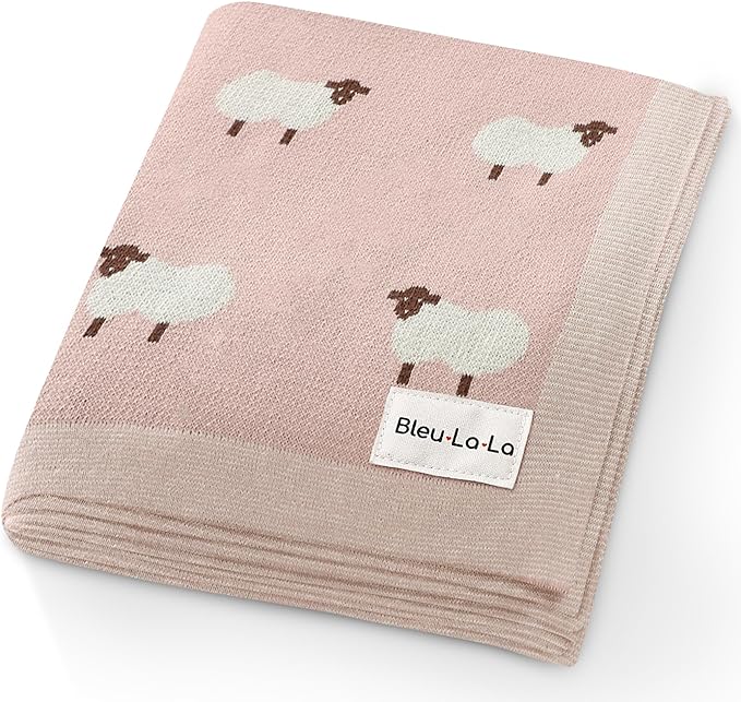 Luxury Cotton Baby Blanket | Sheep | Pink