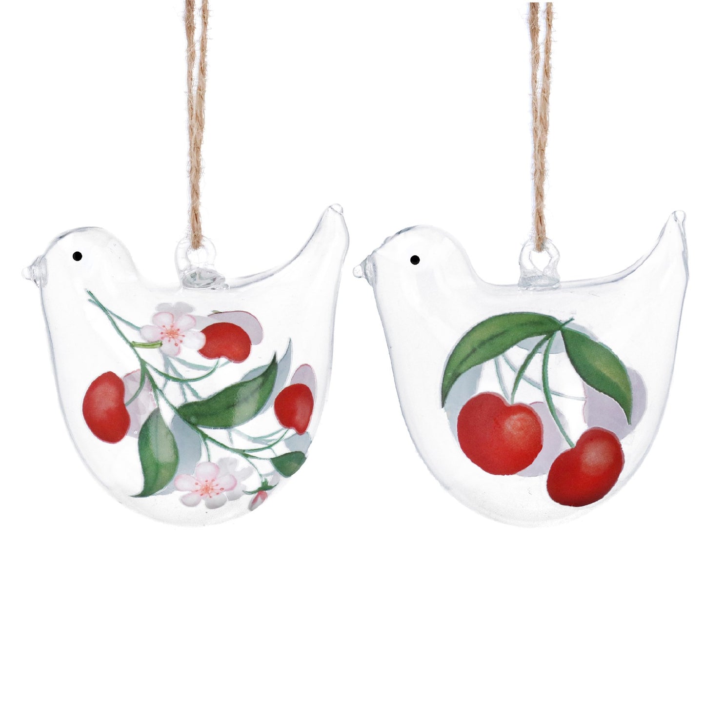 Cherries Glass Bird Dec