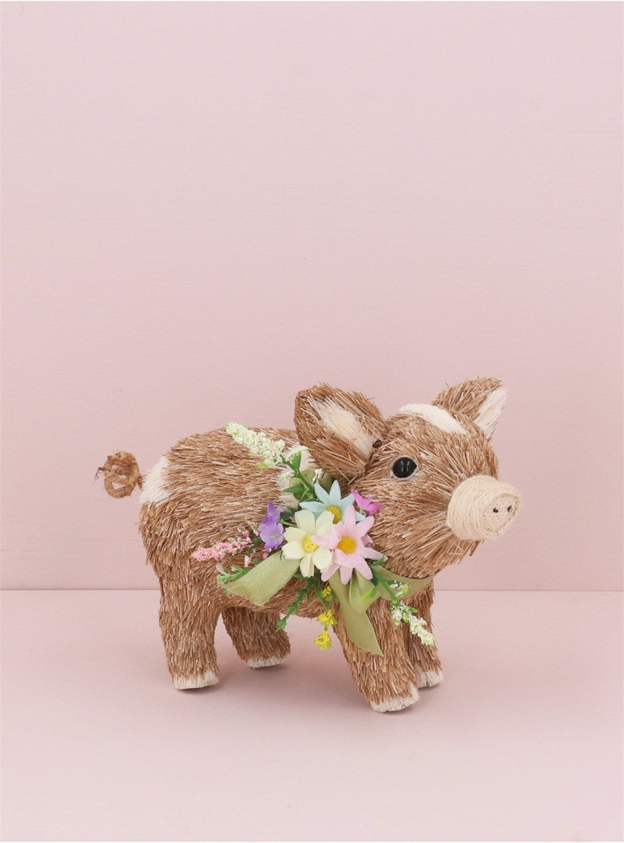 Pig with Floral Wreath | Bristle Ornament