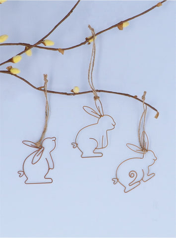 Wire Cut Out Bunny Decoration | 10cm